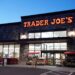 A general view of a Trader Joe's sign in Wayne, NJ as seen at dusk on May 29, 2022.