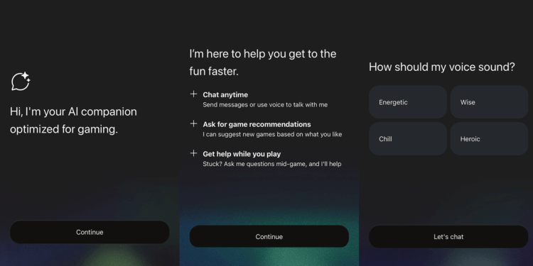 The setup experience for Microsoft’s gaming Copilot.