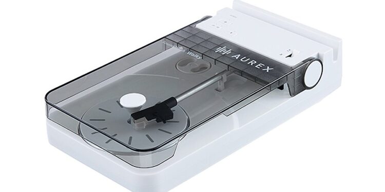 Bring your vinyl to the beach with Toshiba’s portable Aurex turntable.