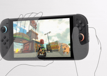 Animation showing translucent hands detaching Joy-Con 2s.