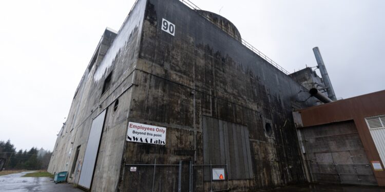 The auxiliary building that would have housed WNP-3’s reactor is now home to NWAA Labs.