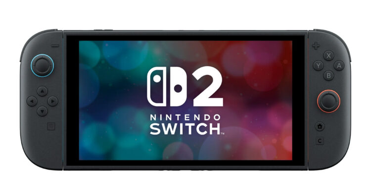 A close-up image of a Nintendo Switch 2 in handheld mode on an isolated white background.