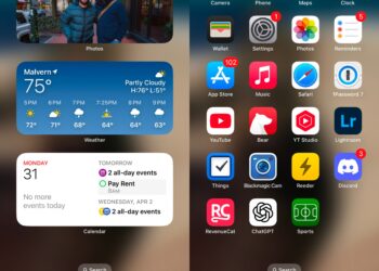 Two screenshots of an iPhone homescreen.