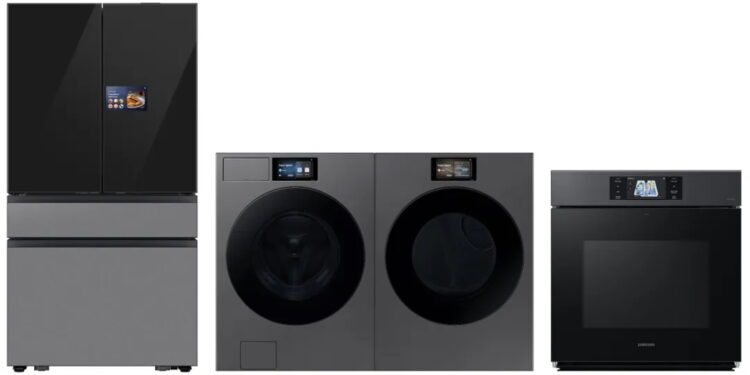 Samsung’s newest Bespoke AI Home appliances — including its latest fridge, washer, dryer, and wall oven — feature AI Home screens.