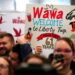 A large enthusiastic crowd filled the new Wawa in Liberty Township, Ohio Tuesday April 15, 2025.