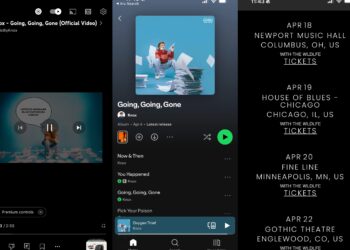 Three screenshots of the artist Knox, and his concert tour dates.