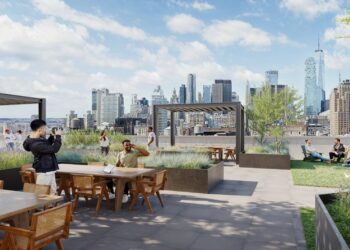 A rendering of the new rooftop desk of 568 Broadway,