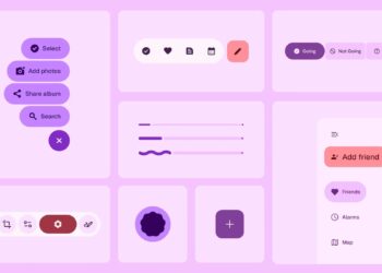 Image showing different Android Material Three elements.
