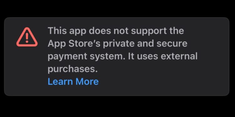 Apple is placing warnings on EU apps that don’t use App Store payments