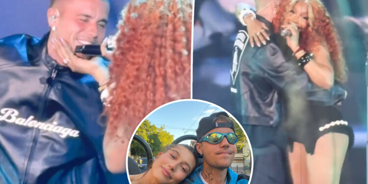 Hailey Bieber supports husband Justin during his surprise appearance at SZA concert