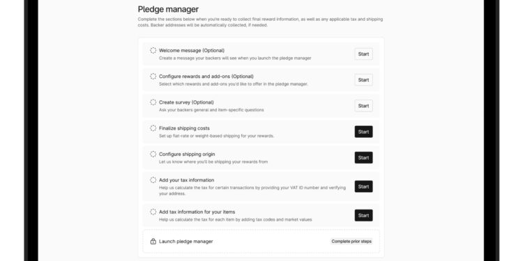 A screenshot of Kickstarter’s Pledge Manager tool.