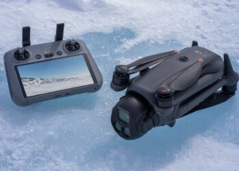 The Mavic 4 Pro, folded, with a DJI RC2 controller.