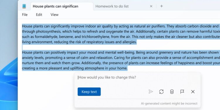 Microsoft Notepad can now write for you using generative AI