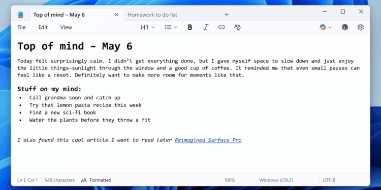 Microsoft is updating Notepad with text formatting and Markdown support