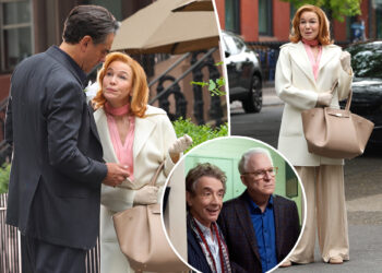 Redhead Renee Zellweger, Bobby Cannavale film 'Only Murders in the Building' in Brooklyn