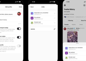 Threads follows Instagram with more links in bio