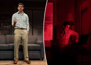 A commanding John Krasinski takes on YouTube in compelling off-Broadway play