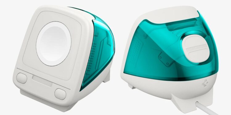 Charge your Apple Watch on Spigen’s tiny iMac G3 replica