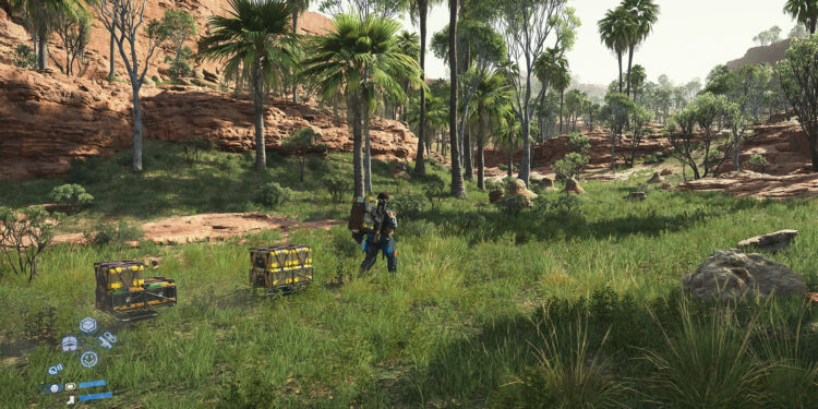 A screenshot from the video game Death Stranding 2: On the Beach.