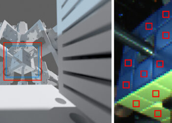 Two images showing what the robot sees using its internal cameras.