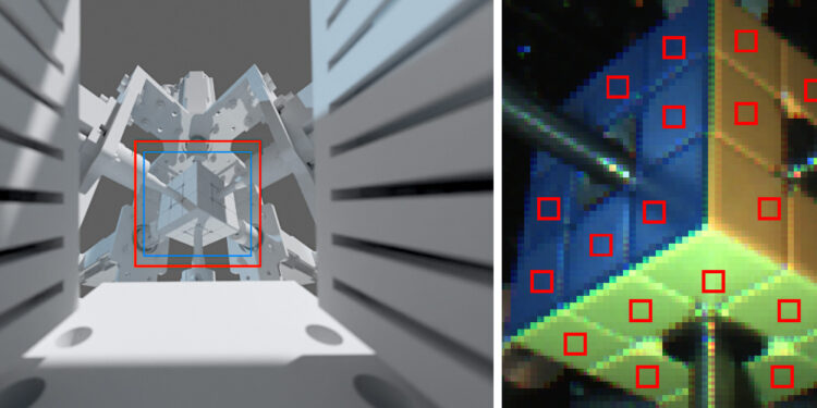 Two images showing what the robot sees using its internal cameras.