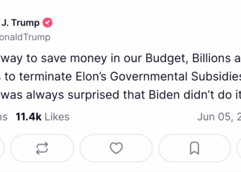 A Truth Social post from @realdonaldtrump: The easiest way to save money in our Budget, Billions and Billions of Dollars, is to terminate Elon’s Governmental Subsidies and Contracts. I was always surprised Biden didn’t do it.”