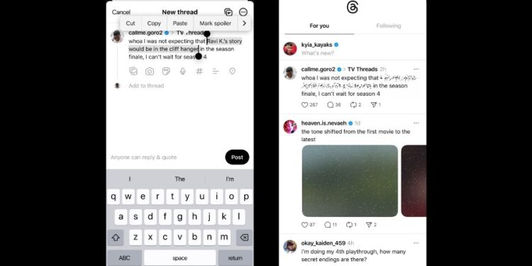 Threads will let you hide spoilers in your posts