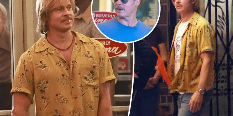 Brad Pitt has shaggy hair in 'Once Upon a Time in Hollywood' sequel pics