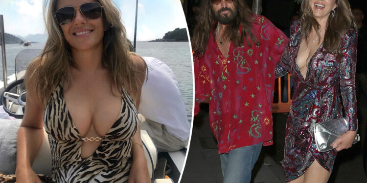 Elizabeth Hurley wears leopard print swimsuit, shares intimate details about Billy Ray Cyrus relationship
