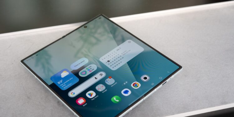 Samsung Galaxy Z Fold 7 showing inner screen unfolded.