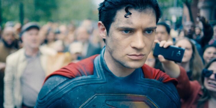 David Corenswet as Superman in a scene from the film.