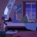 Screeenshot from Desta: The Memories Between featuring the titular character Desta lying on their bed in a disheveled dark room tossing a ball into the air