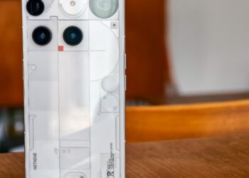 Photo of the Nothing Phone 3 from the rear.