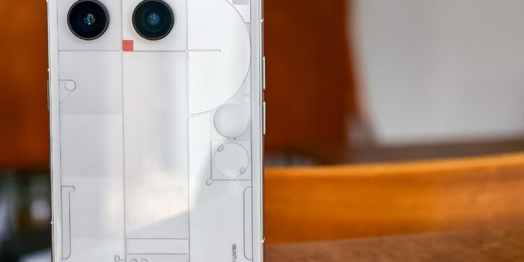 Photo of the Nothing Phone 3 from the rear.