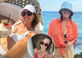 Amanda Balionis lounges in a bikini during relaxing Ibiza trip