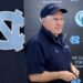 North Carolina coach Bill Belichick arrives for an NCAA college football press conference, March 5, 2025, in Chapel Hill, N.C.