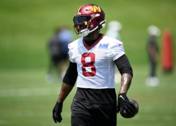 Brian Robinson Jr., Washington Commanders running back, at practice.