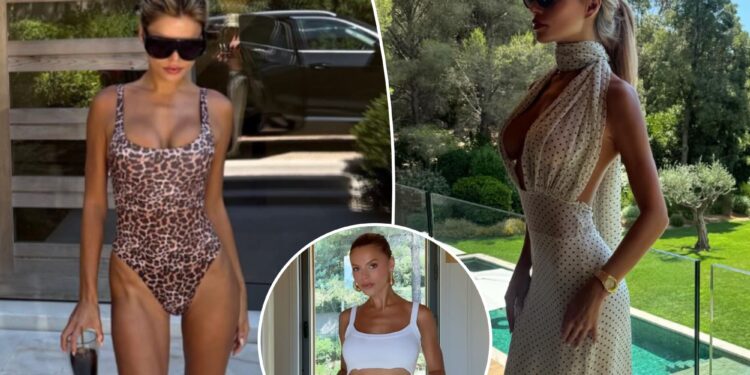Brooks Nader stuns in leopard print swimsuit, sheer dresses during summer trip to the French Riviera