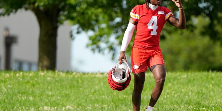 Kansas City Chiefs wide receiver Rashee Rice at training camp.