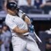 Giancarlo Stanton hits a solo homer in the fifth inning of the Yankees' 9-1 blowout win over the Twins on Aug. 12, 2025.