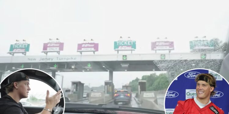 Jaxson Dart baffled by NJ toll options in viral Giants moment