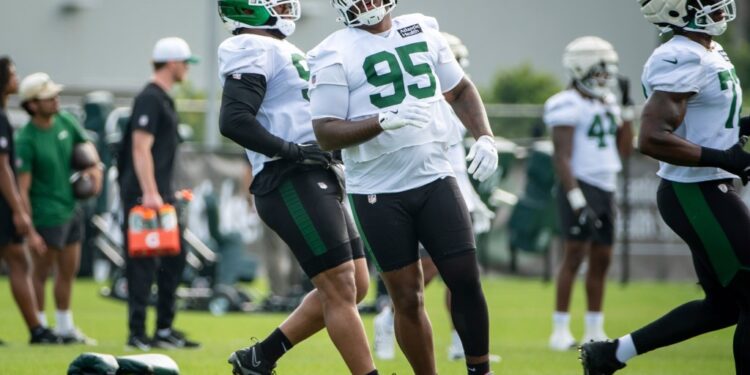 New York Jets training camp: Quinnen Williams (95) at practice.