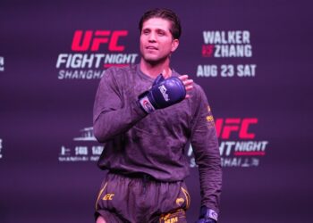 UFC fighter at open workouts in Shanghai.