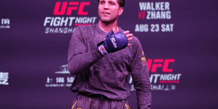 UFC fighter at open workouts in Shanghai.