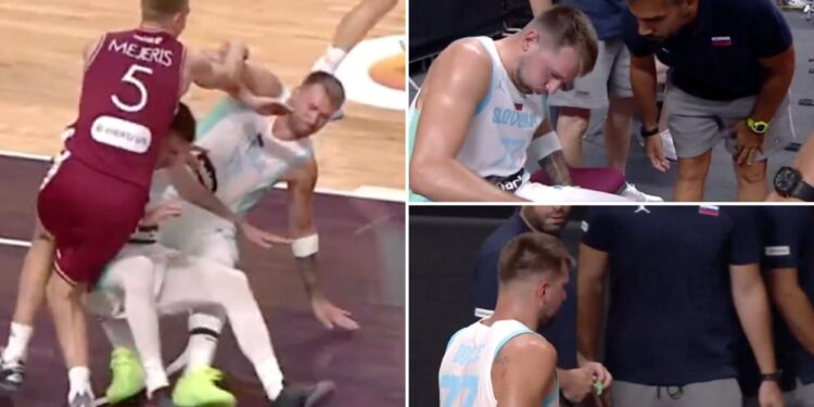 Luka Doncic limps off EuroBasket court in Lakers injury scare