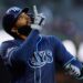 Tampa Bay Rays baseball player looking up.