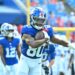 Giants wide receiver Montrell Washington (80) on the field before a game against the Buffalo Bills at Highmark Stadium.