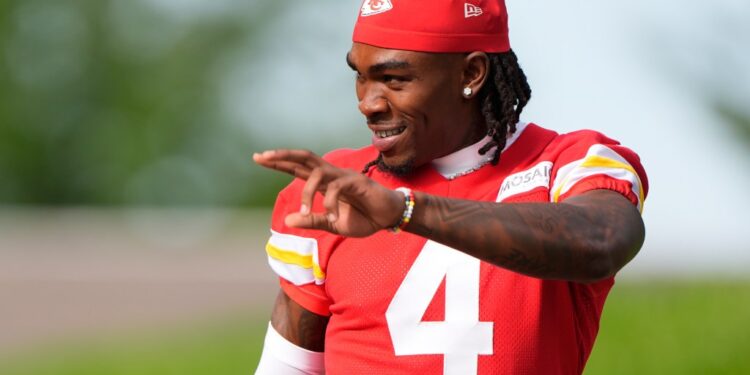 Kansas City Chiefs wide receiver Rashee Rice at training camp.