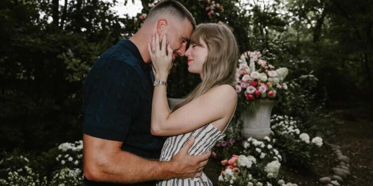 Taylor Swift and Travis Kelce engagement photo
