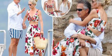 Prince William and Harry's cousin Lady Kitty Spencer, 34, spotted with rarely seen husband Michael Lewis, 66, in Saint Tropez